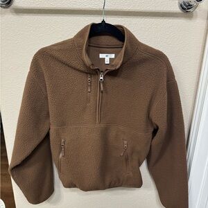 BP Brown Zip-Up Fleece Sweater